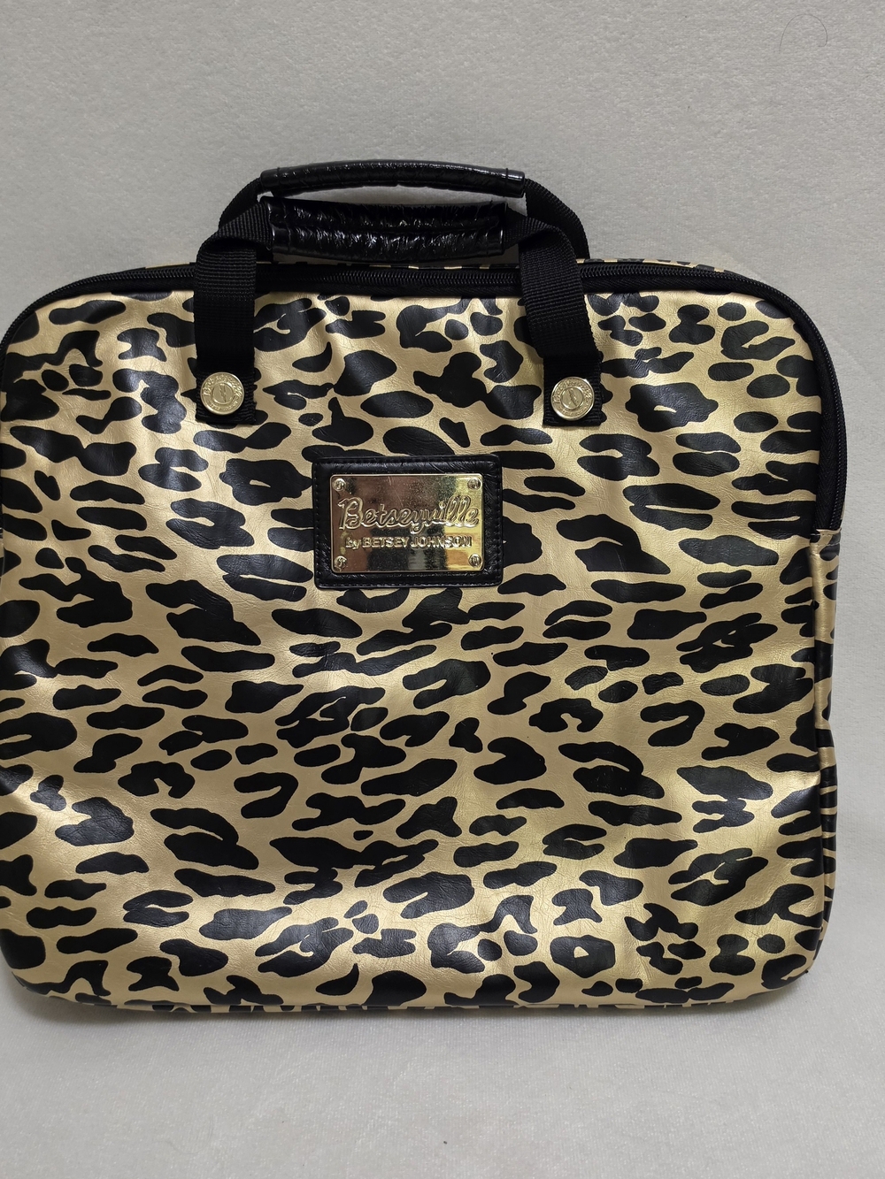 Betseyville by Betsey Johnson Laptop Bag Case Sleeve Gold Metallic Leopard Y2K